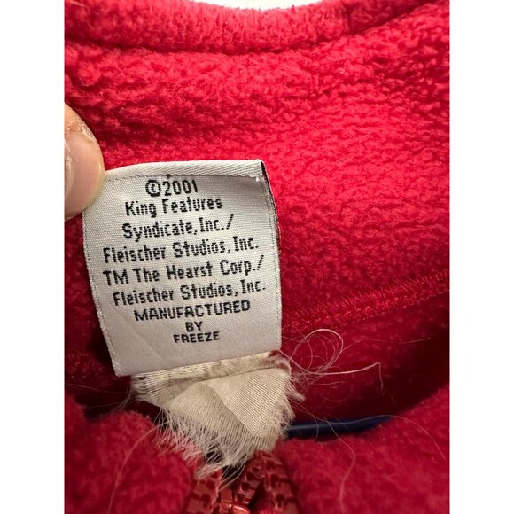 Vintage Betty Boop Red Fleece Pullover Quarter Zip Sweatshirt Size Large - Picture 5 of 5